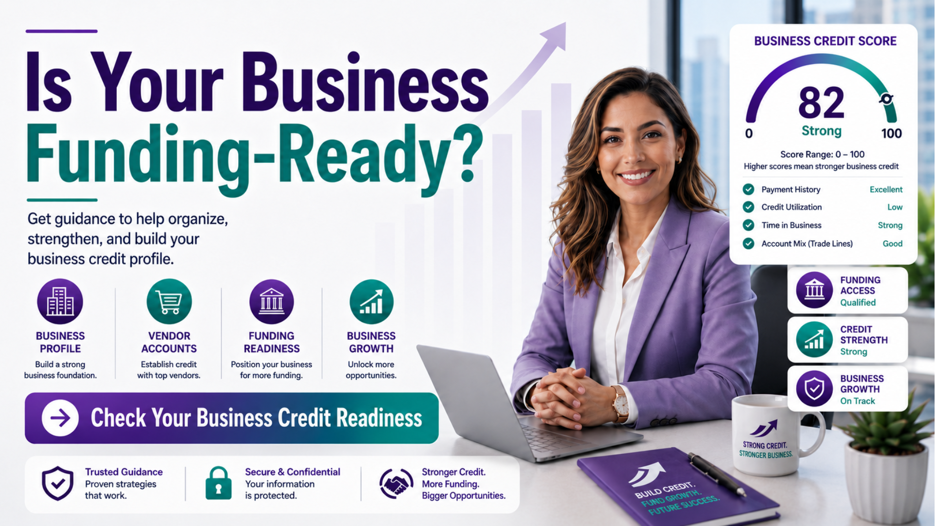 Business Credit Building - Landscape - Purple