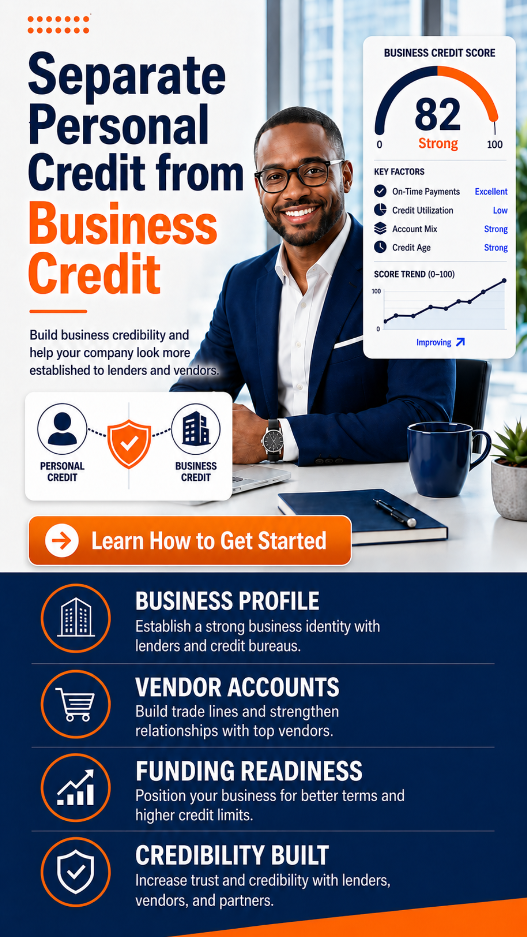 Business Credit Building - Mobile - Orange