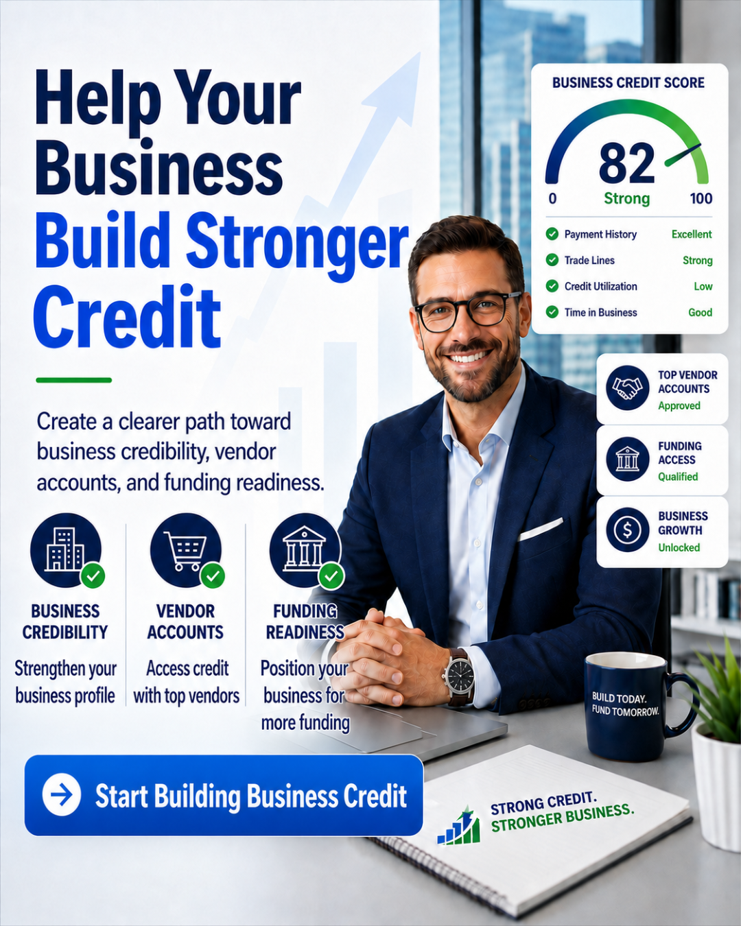 Business Credit Building - Vertical - Blue